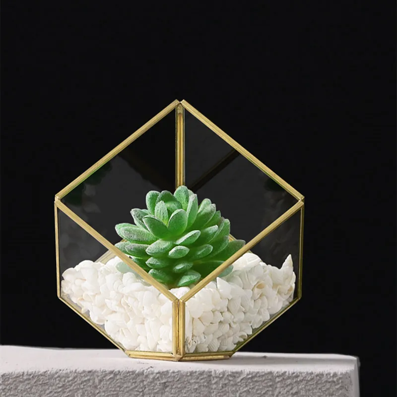 10*10cm Metal Frame Glass House Vase Home Decoration Gold Square Style Eternal Life Flower Gift Box Wedding DIY Prop