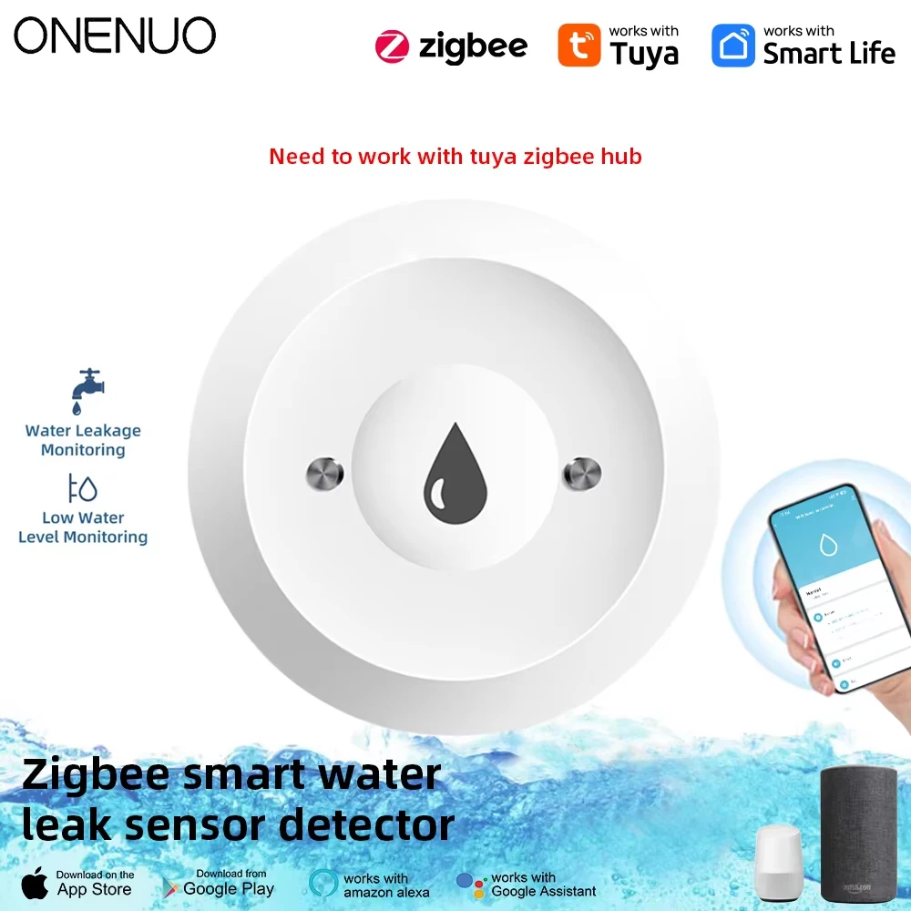 Tuya ZigBee WiFi Smart Water Sensor Leak Detector Flood Water Leakage Alarm Smart Life Control Work With Zigbee Gateway