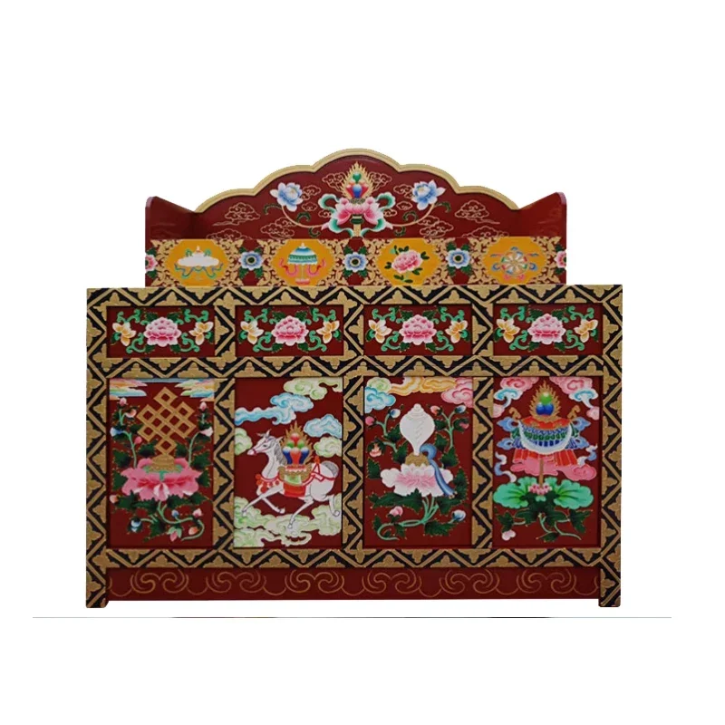Solid wood hand-painted Buddhist cabinet, Buddhist hall utensils offering table, modern household Buddhist table offering table