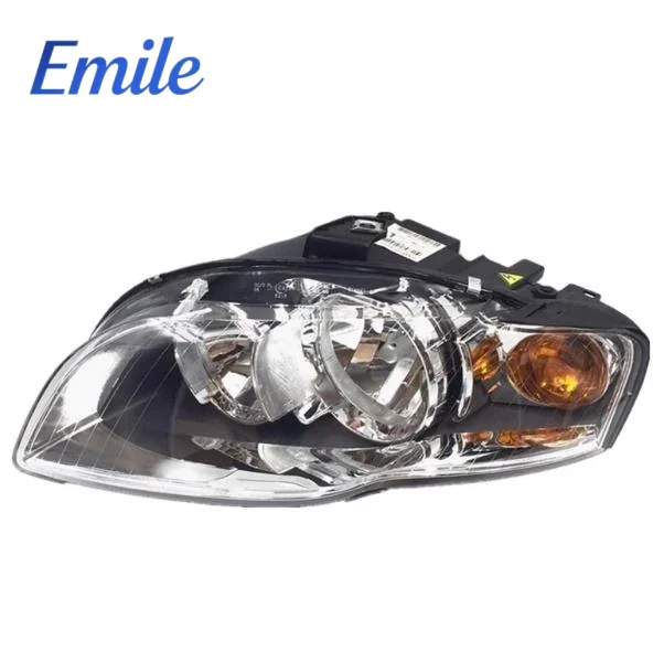 Left/Right Halogen Headlamps for  A4 (8E/8H) 2005 2006 2007 2008 Amber Turn Signal Black Base for  A4 B7 Headlights