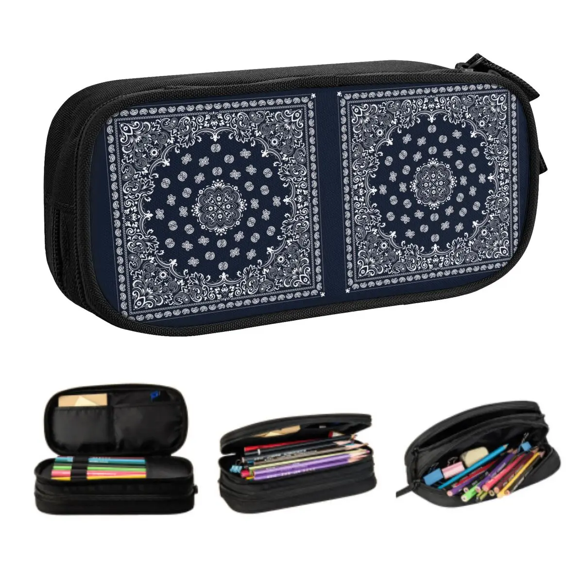 Custom Pisley Bandana Print Pencil Case for Girl Boy Large Capacity Bohemian Style Pen Box Bag Stationery