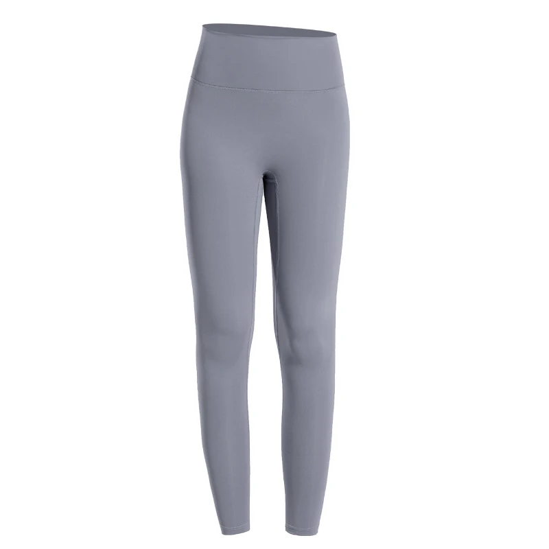 Nuovi pantaloni sportivi ad asciugatura rapida Pantaloni da yoga da corsa attillati Pantaloni da fitness incrociati elasticizzati all'anca color pesca a vita alta da donna