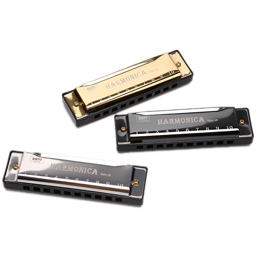 3 ألوان متاحة 10 فتحات هارمونيكا معدنية مع صندوق تخزين آلات موسيقية نصف مقياس أداء احترافي هارمونيكا