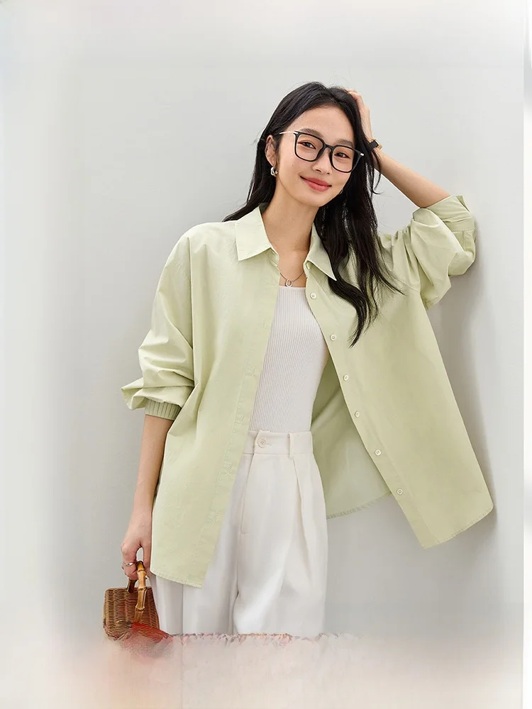 

Свободная женская блузка-топ с дизайнерским акцентом, новинка осени 2025, высококачественная, утягивающая, из хлопка, повседневная, с пуговицами