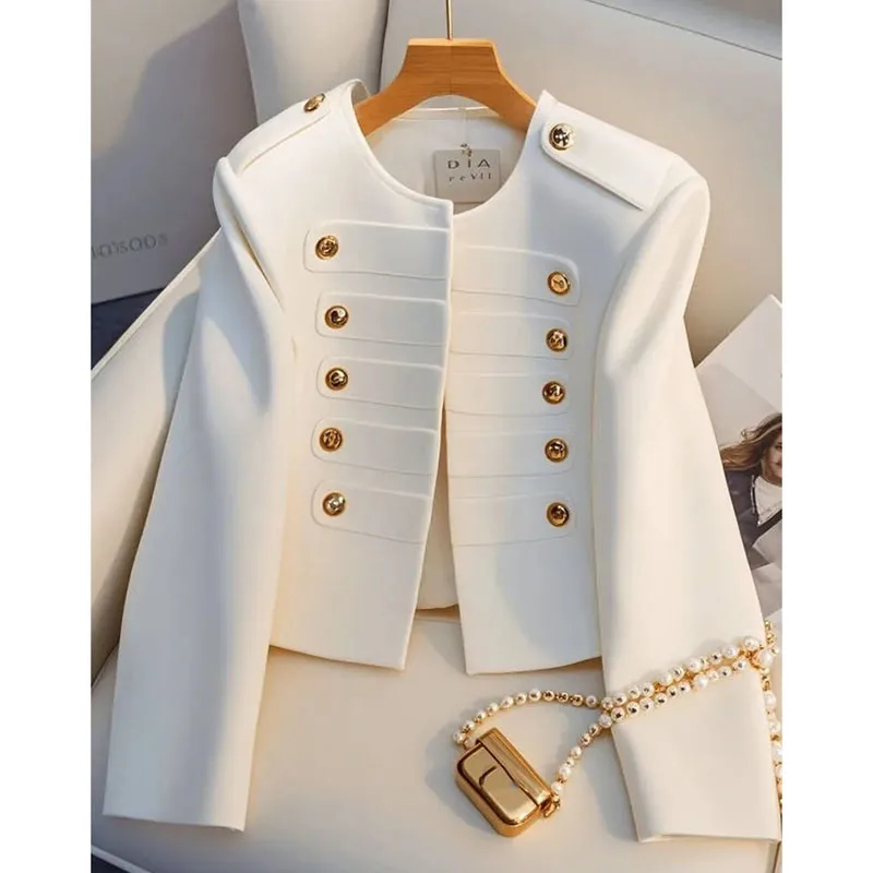Korean Fashion Women's Jackets 2025 Autumn All-match New white Long Sleeve Temperament Top Lady Ladi