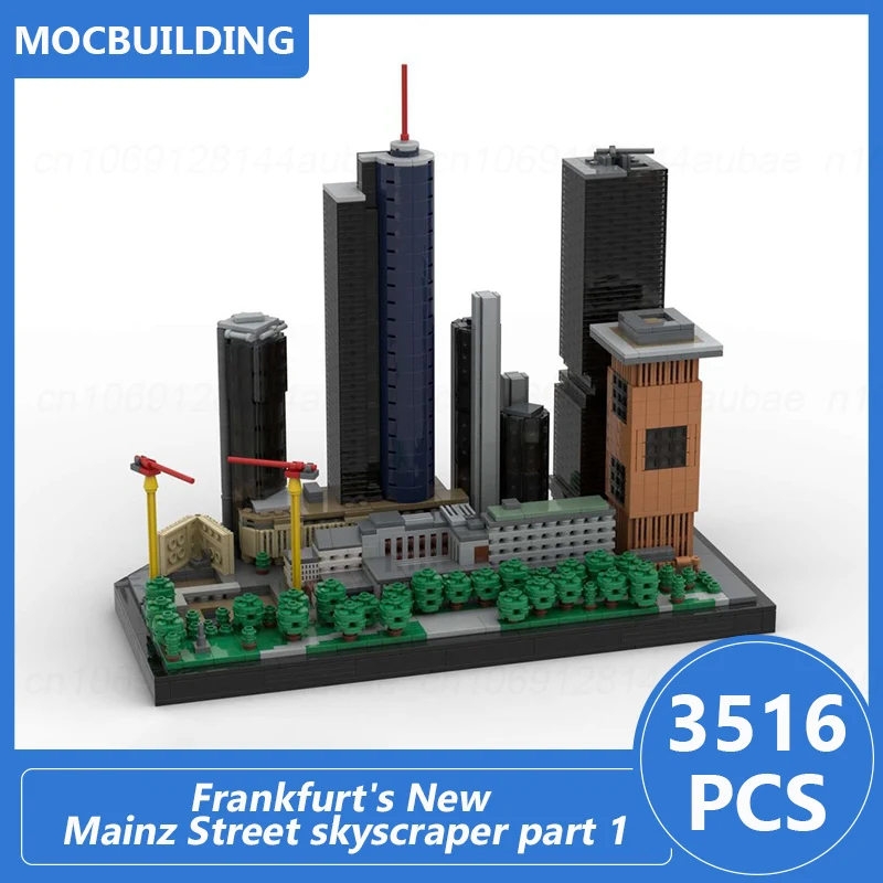 Frankficki Nowy Mainz Street Skyscraper Architektura Model Moc Klocki do samodzielnego montażu Kolekcja klocków Wyświetlacz Zabawki Prezenty