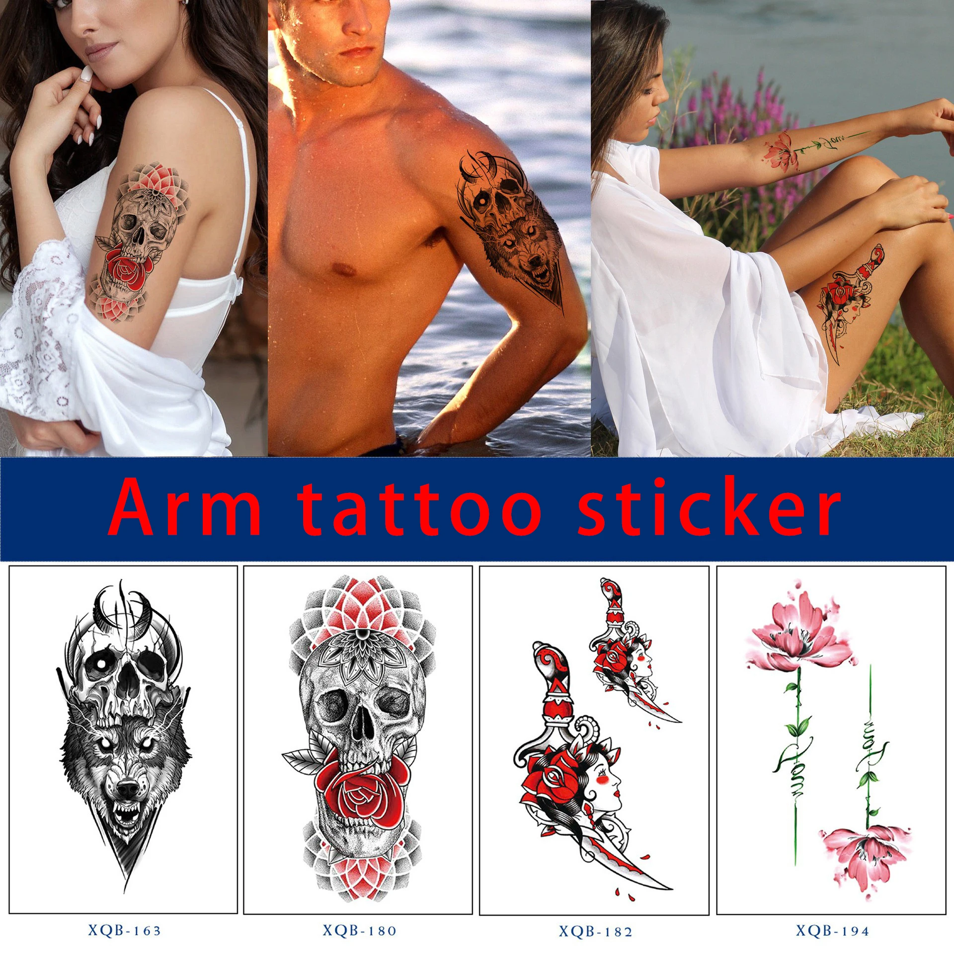 Waterproof lasting Tattoo stickers Tattoos Temporary Fashion personality Body art arm fake tattoos Men women