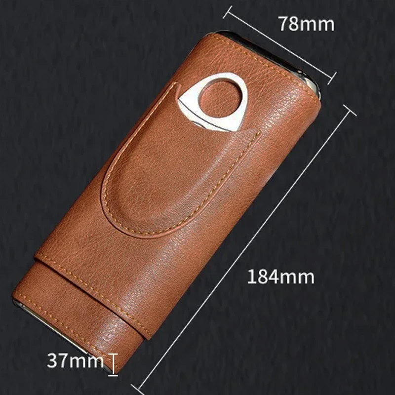 

Portable Cigar Holster Hold with Clipper Cigarette Case, Leather Moisturizing Tube, Cedar Wood Lined, Travel Accessories, 3 Pcs