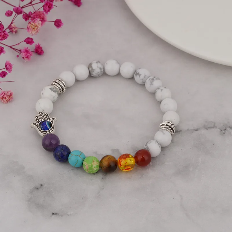 bracelet sport 7 Chakra Beads Bracelet Natural Stone Black Rope Braided Yoga Reiki Healing Balance Bracelets & Bangles Meditatio