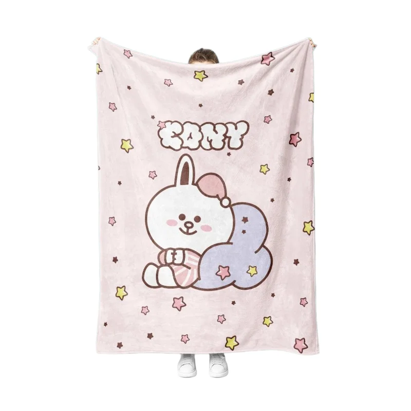 Line Friends Brown Cony Decke, hoher Farbwert, Animation, Cartoon, Digitaldruck, für Zuhause, niedlich, weich, warm, Klimadecke – Detail 5