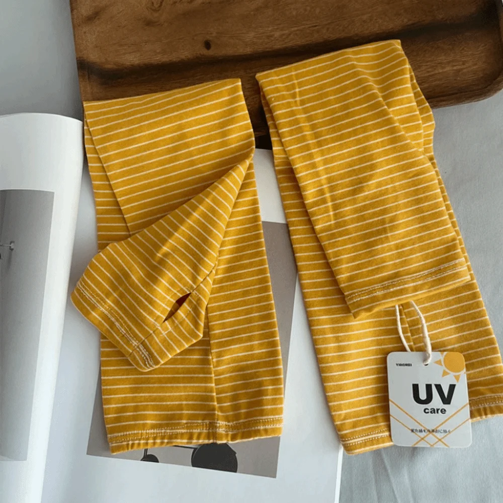 1-ペアレトロ日焼け防止スリーブストライプデザイン-uv-保護アイスシルクスリーブ和風弾性-uv-耐性スリーブ