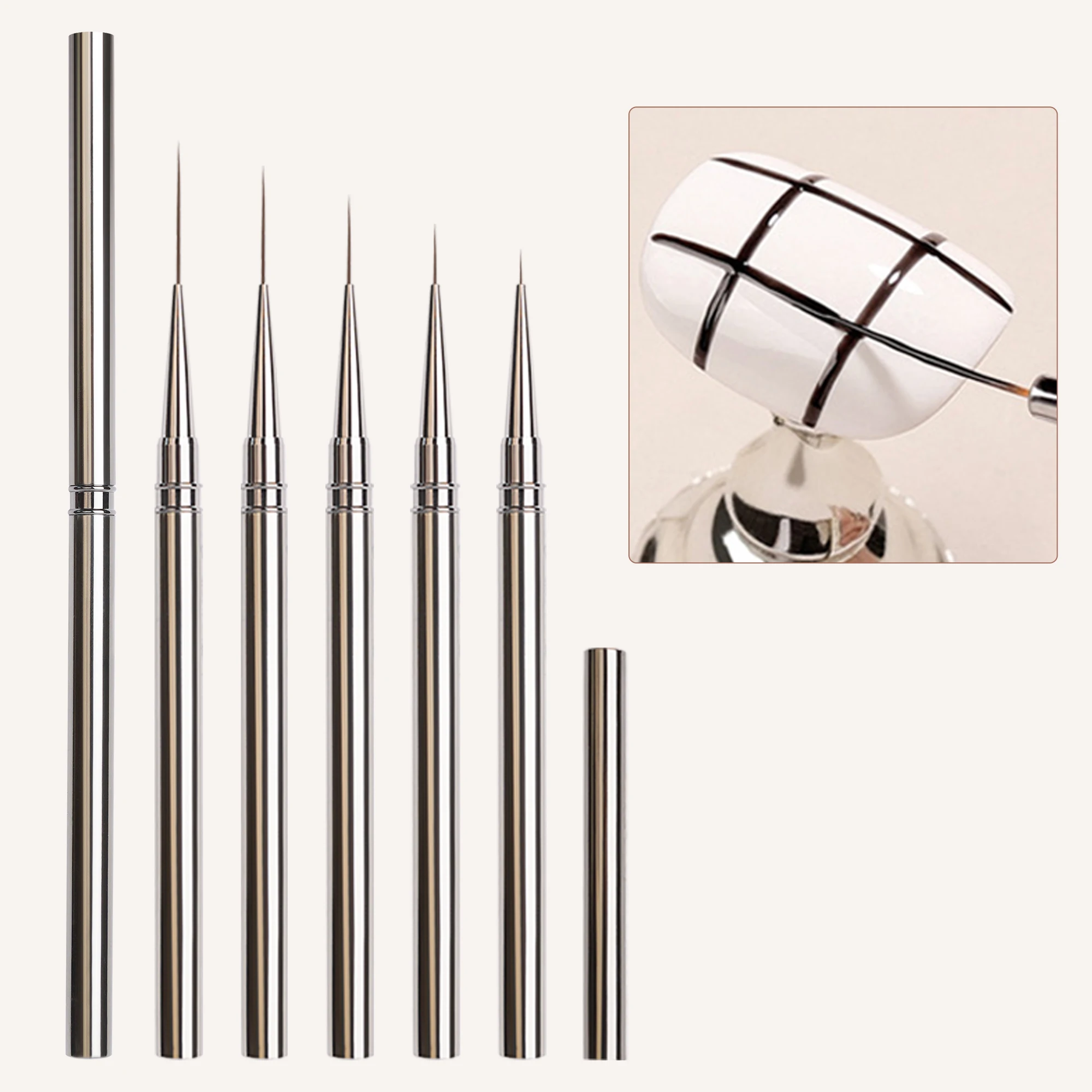 Nail Drawing Pen Set Metal Metal Rod High-Grade Short Long Hook Line Bar