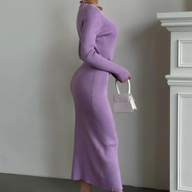 Robe tricotée col en v, simple boutonnage, boutonnée, tempérament élégant, pièce unique, Style sœur royale, Socialite, confortable