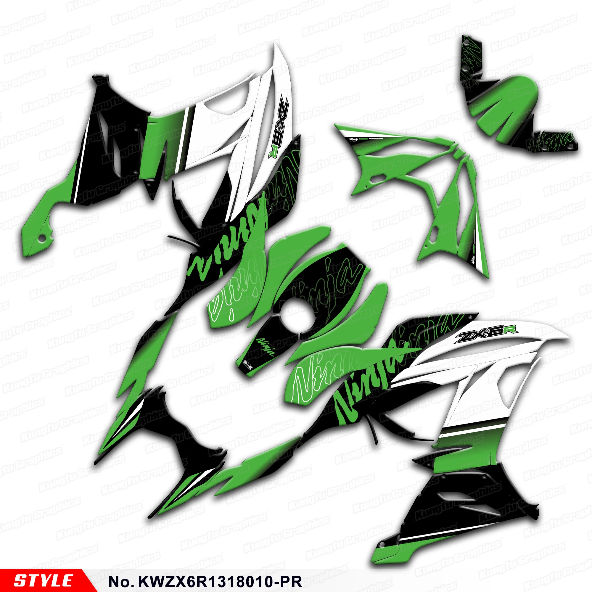 

Комплект графики для индивидуальной оклейки Kawasaki Ninja ZX-6R ZX6R 636 2013-2018, артикул KWZX6R1318010-PR