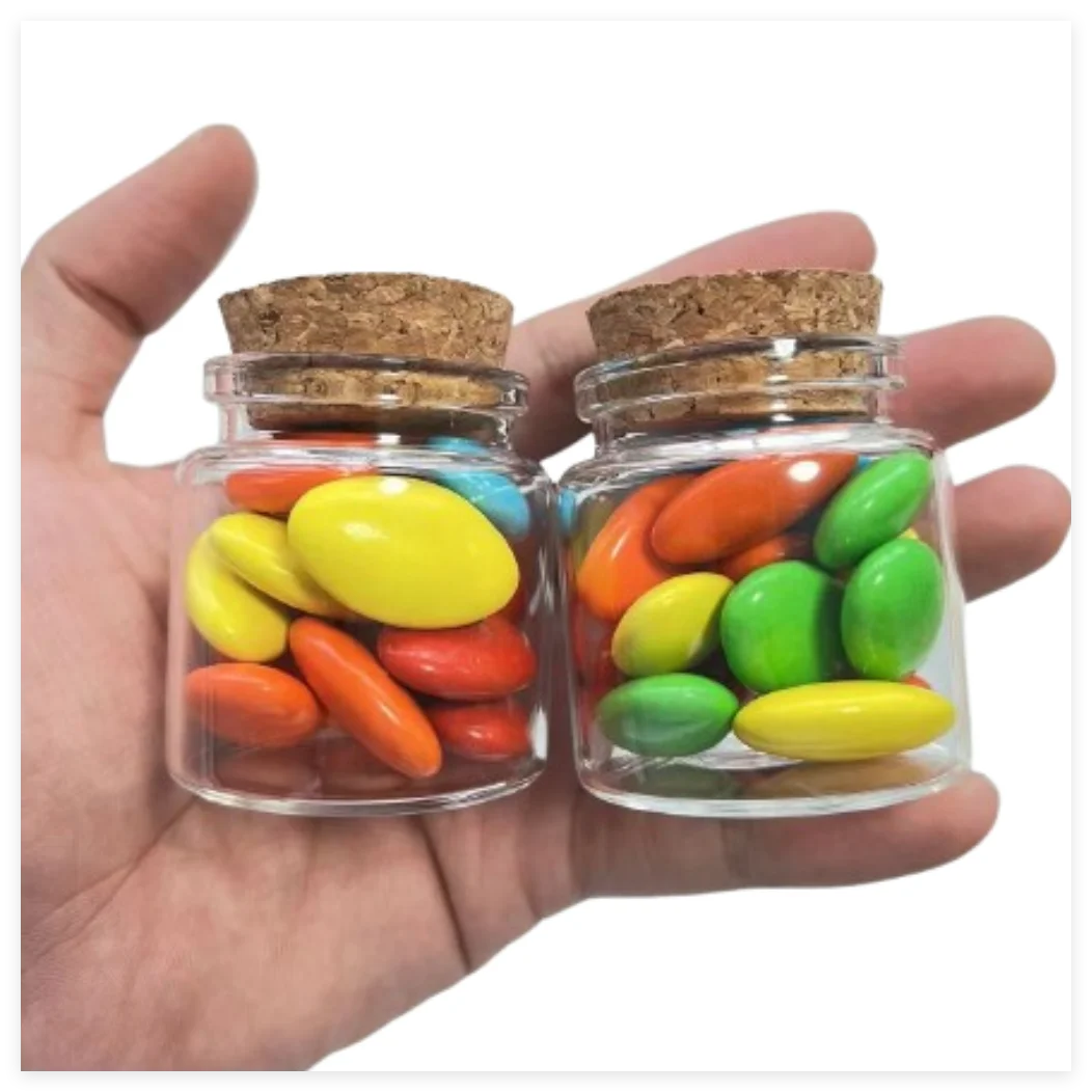 12/24 PCS 50ml Candy Glass Bottles Cork 33×47×50mm Small Spice Storage Candle Jars DIY Crafts Seed Bottles Decorative Vials
