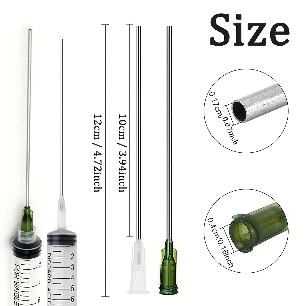 Long Blunt Tip Dispensing Needles, Stainless Steel Luer Lock Liquid Transfer Tool for Ink Refill, Lab Reagent, Craft Glue, Plant