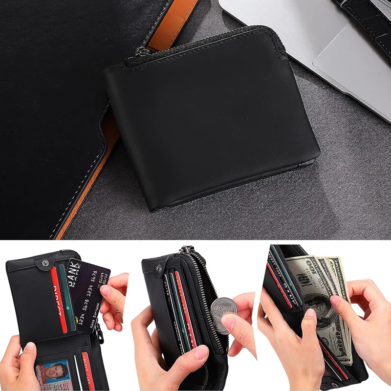 2024 New RFID Protection Large Wallet Men with Zipper Coin Pocket