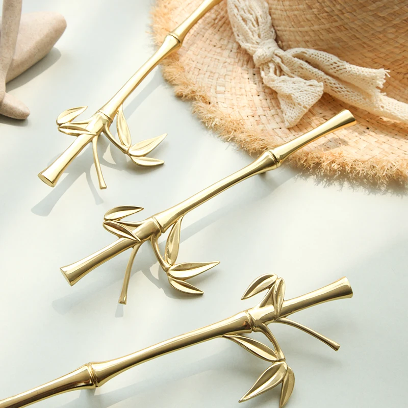 

Латунное литье, бамбуковая форма, ручка, мебельный книжный шкаф, ручка с двойным отверстием, дверные ручки шкафа, декоративная фурнитура