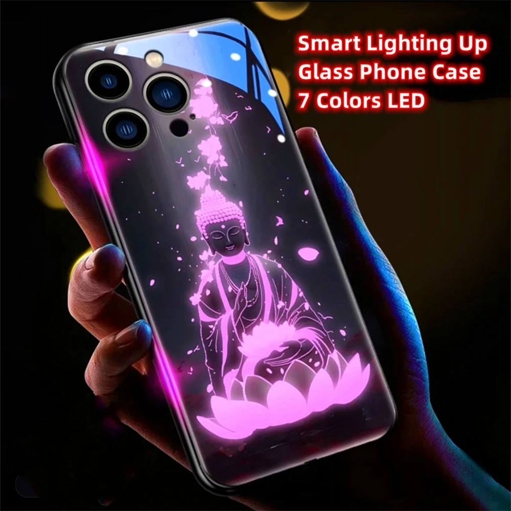 Buddhaland Gleams Design Schallgesteuerte LED-Blitzhüllen Leuchtende Glasabdeckung für Samsung S26 S25 S24 S23 S22 S21 FE Plus Ultra – Detail 36