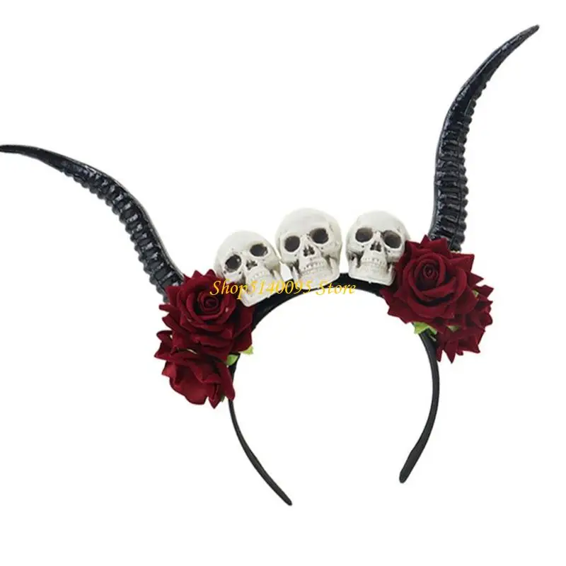 DXAE Festival Devil Antelope Horn Hairband For Women Lady Secured Fit Halloween Hair Hoop Themed Costume Accessories