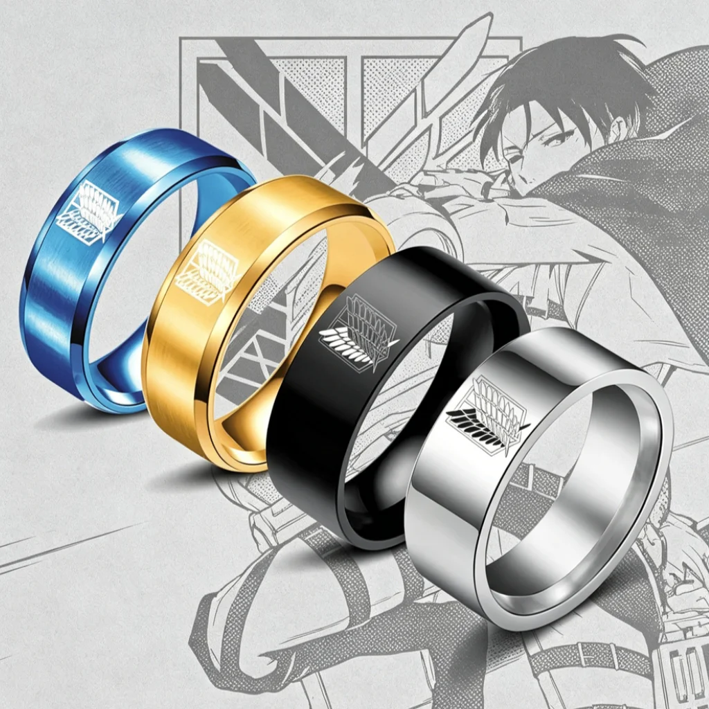 Anime Attack on Titan Cosplay Stainless Steel Ring Wings Of Liberty Flag Finger Rings For Men Women Charm Jewelry Anime Fans