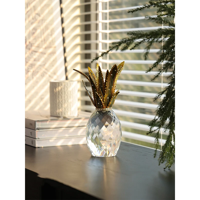 Art Home Luxury Wind High Sense Living Room Porch Crown Crystal Pineapple Crafts Desktop Decoration Small Ornaments