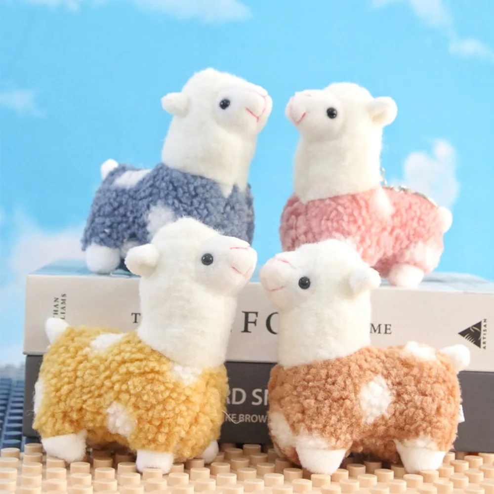 

Creative Cute 12cm Alpaca Plush Dolls Keychains Soft Stuffed Animal Toys Lamb Bag Pendant Car Key Ring For Kids Girls Gift