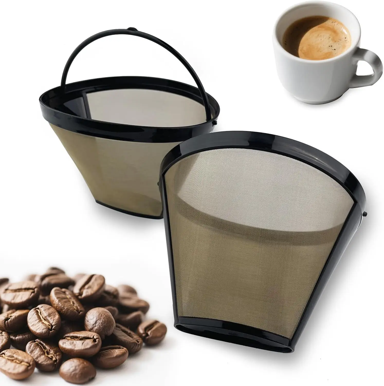 2 Pack Reusable Coffee Filter - Ultimate 304 Stainless Steel Mesh for Lifetime Use, Easy Clean Pour Over & Iced Tea Maker