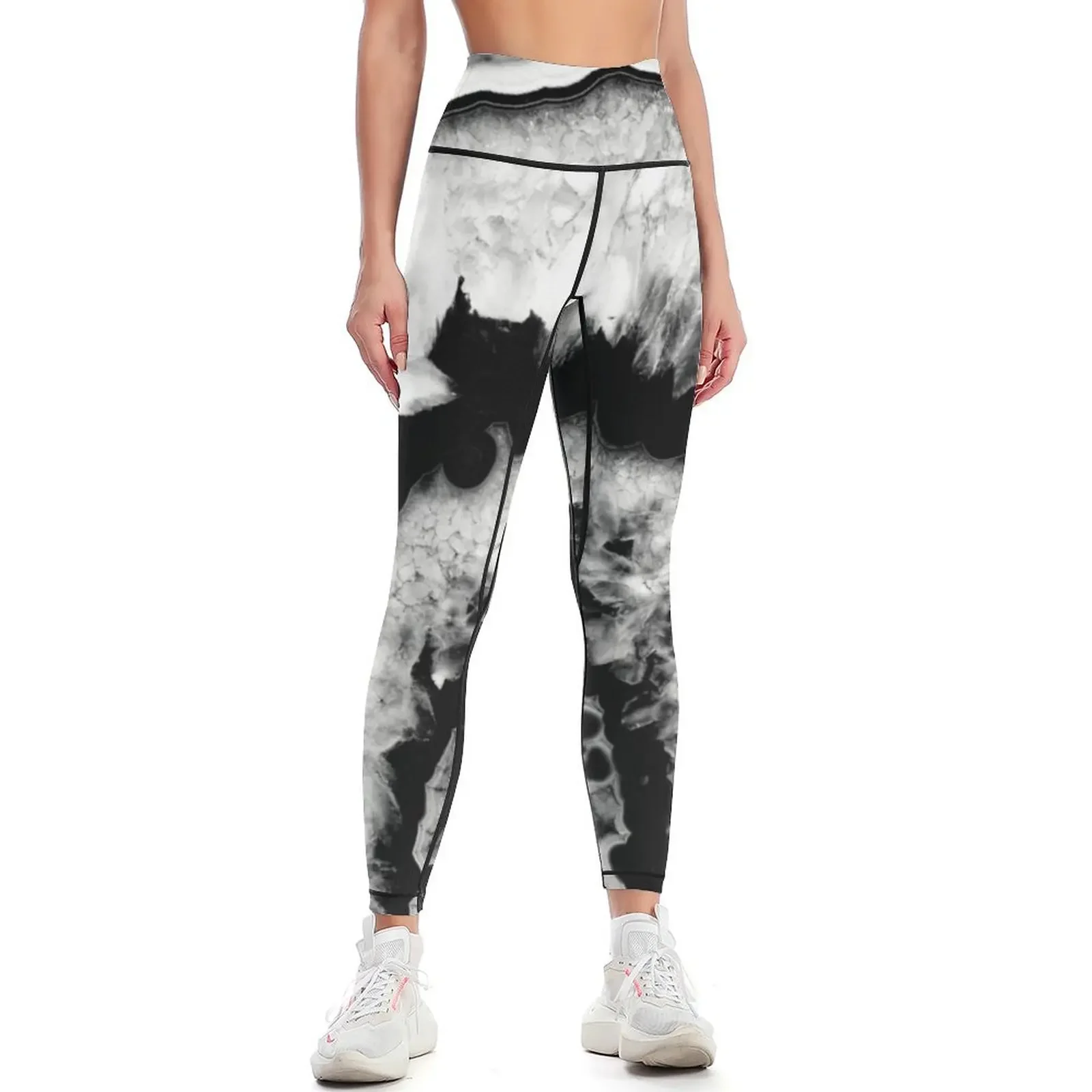 

Gray Black White Agate #1 #gem #decor #art Leggings harem pants Women's sports sport set Womens Leggings