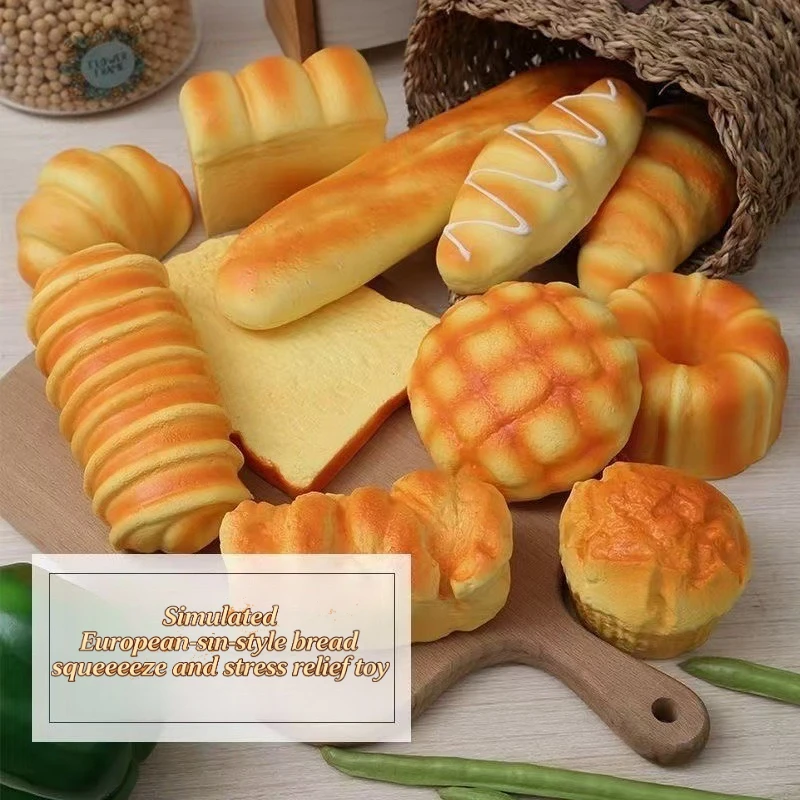 Realistic Bread Squishy Toy, Slow Rising Simulated Food Stress Relief Squeeze Toy, Fake Bread Prop & Decompression Ornament