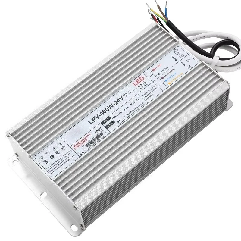 LPV-400-24 220V 24V AC/DC Waterproof IP67 Outdoor LED Transformer 100W/150W/250W/400W Power Supply 24V DC Switching Power Supply