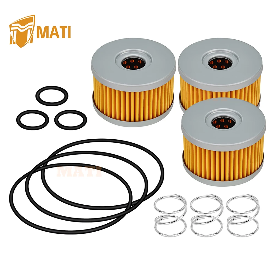 M MATI 3Pcs Oil Filter & O-ring w/Spring Kit For Suzuki Savage 650 LS650 DR650S SP500 SP600 1981-2023 16510-37450 09280-15007