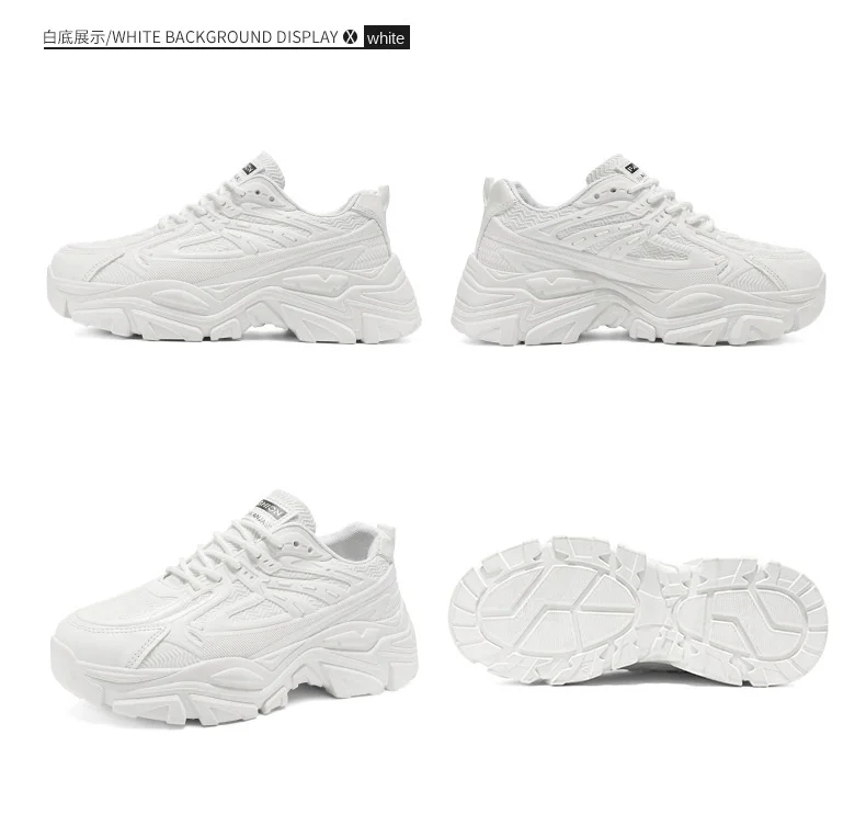 

Men's Thick Sole White Running Sports Shoes 2026 New Height Increasing All White Casual Streetwear Youth Footwear