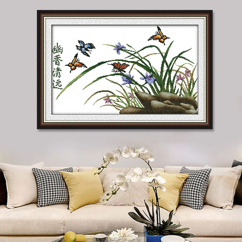 

Элегантный набор для вышивания крестиком «Орхидея», хлопковые нитки, декор для гостиной, нежные цвета, серия «Цветы», новая модель 2026 года