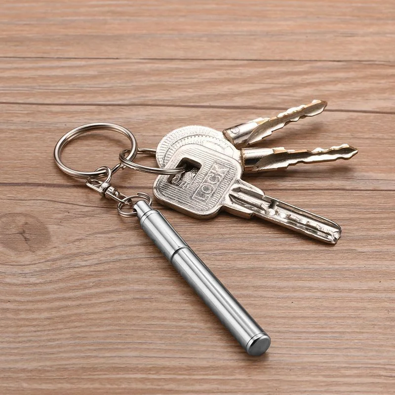 

Telescoping Ball Point Pen Keychain Stainless Steel Pen With Key Ring