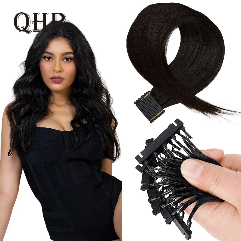 

Straight 6d 2nd Generation Real Human Hair Extensions Natural Loop Micro Ring Hair Extensions Accessories For Women 100G/Pack