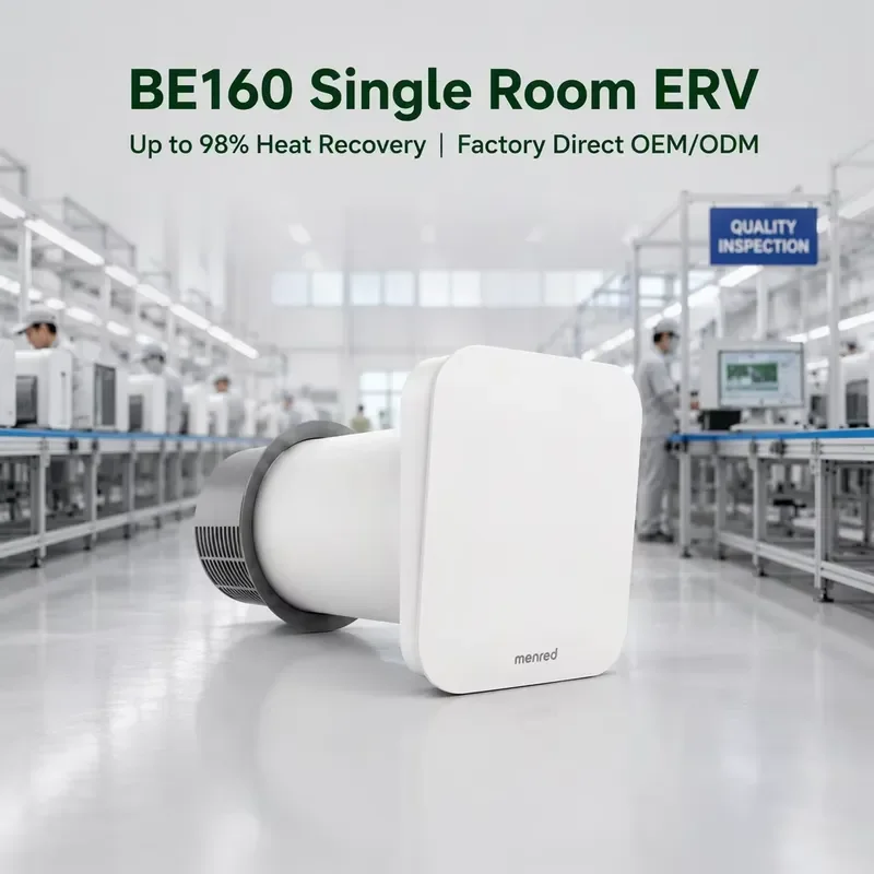 Ductless Single Room Mechanical Ventilation Heat Recovery Wall Mounted Heat Recovery Fresh Air Ventilation System Energy