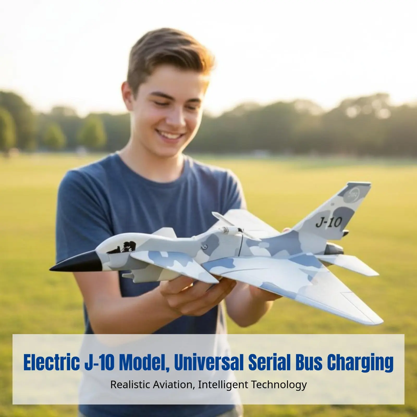 

J-10 Electric Flying Fighter Jet, USB Charging, DIY Assembly, Sturdy Model for Kids