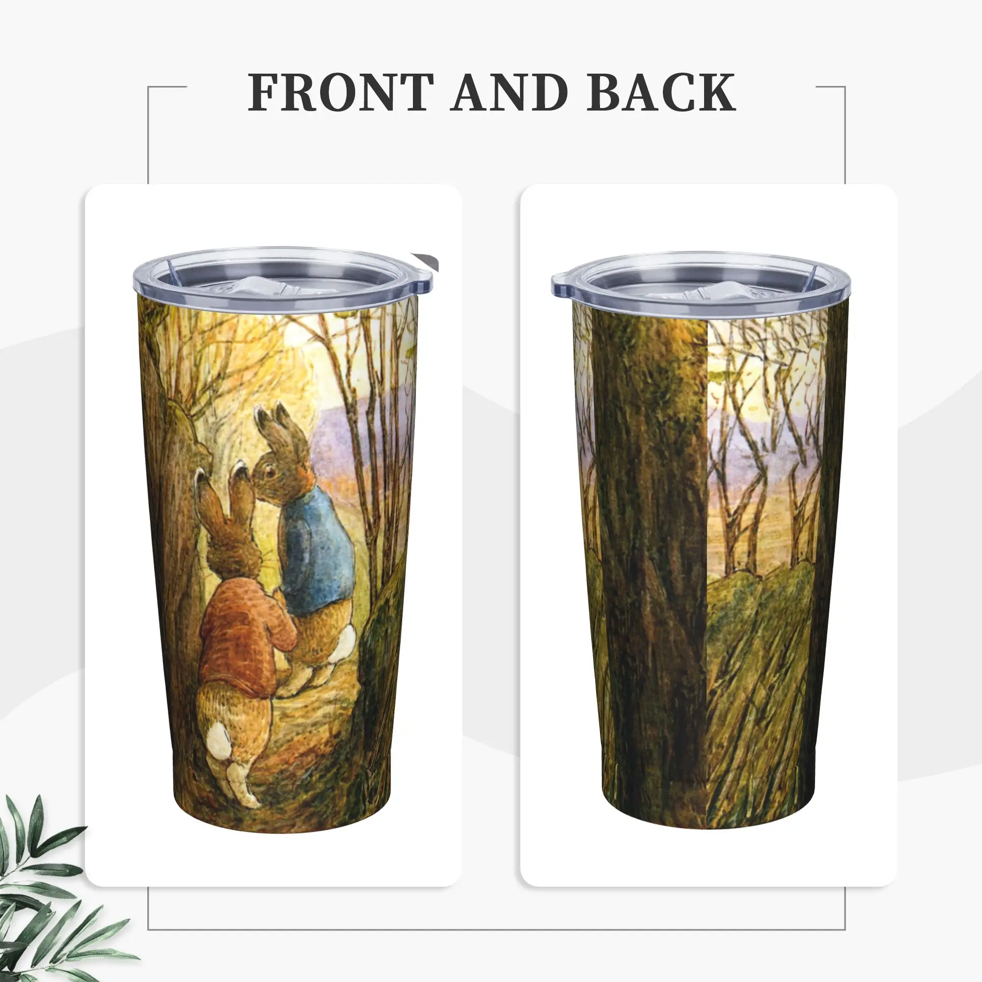 Peter Rabbit Benjamin Bunny in the Forest Beatrix Potter Tumbler Vacuum Insulated Thermal Cup Vacuum Flask Mug Spill Proof, 20oz
