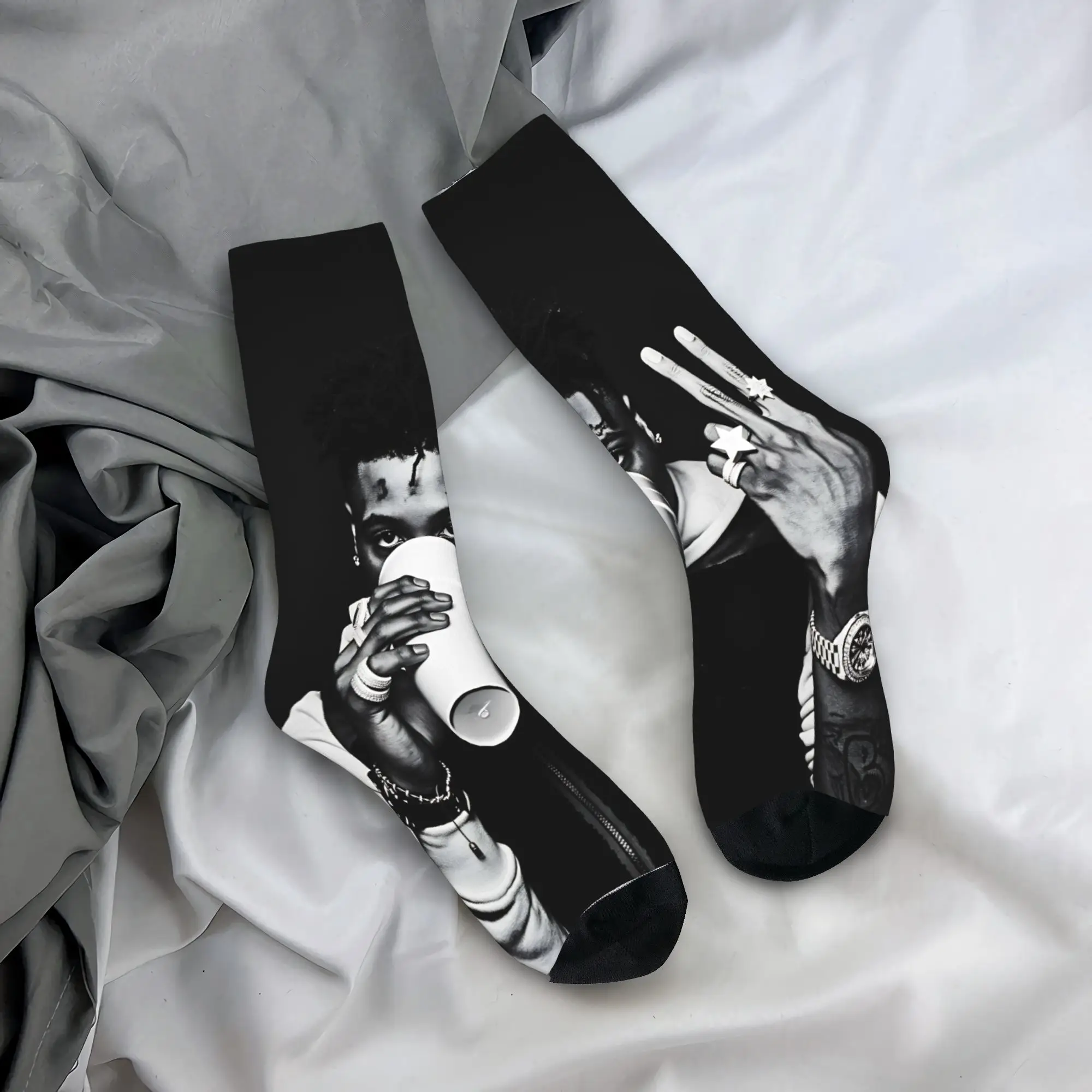 مغني الراب الصبي الصغير أبدا كسر مرة أخرى جولة ماسا 2025 طباعة الجوارب المضادة للانزلاق جوارب الرجال الجوارب الناعمة الدافئة الشتاء الجوارب