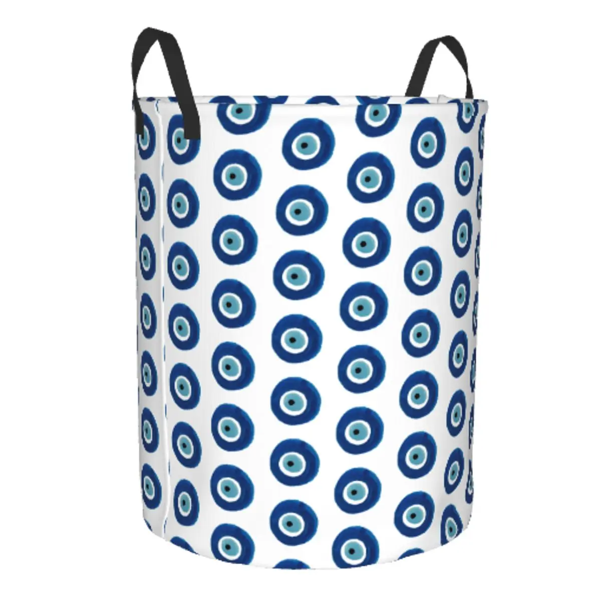 Custom Watercolor Evil Eye Nazar Painting Laundry Basket Collapsible Hamsa Lucky Charm Baby Hamper for Nursery Toys Storage Bins