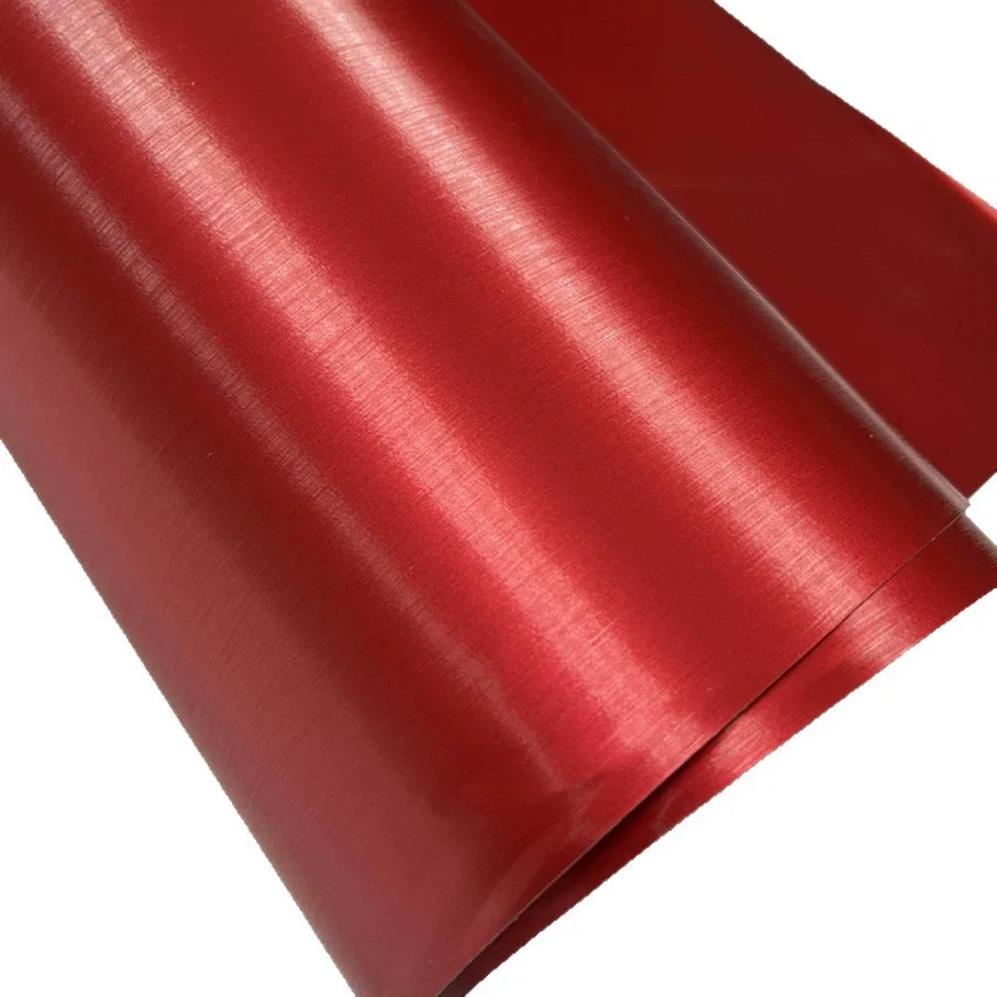 Premium Metal Chrome Red Brushed Metallic Vinyl Wrap Roll with Air Release Self Adhesive Car Decal Wrapping Film