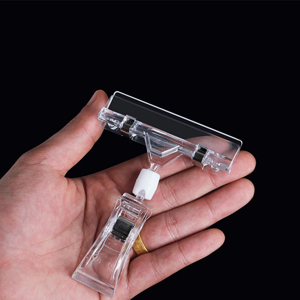 

12 Pcs Price Tag Stand Holders Sign Display Adjustable Plastic Lightweight Double Ends Structure Easy Install