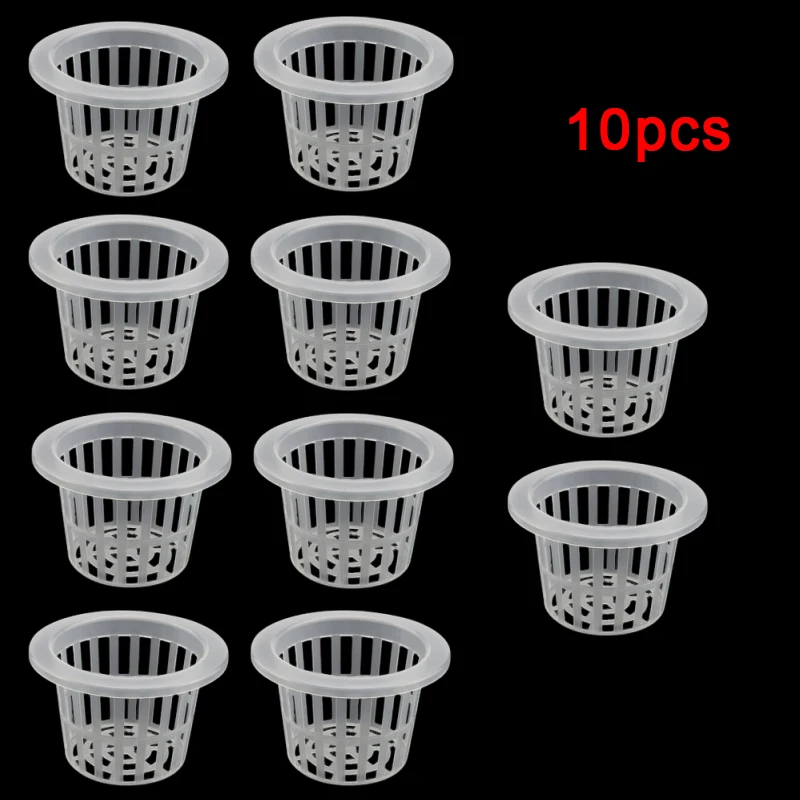 10 pcs Plastic Net Cups Pots, Hydroponics Growing Net Pots, Garden Slotted Mesh Net Cups for Hydroponics Aquaponics Orchids