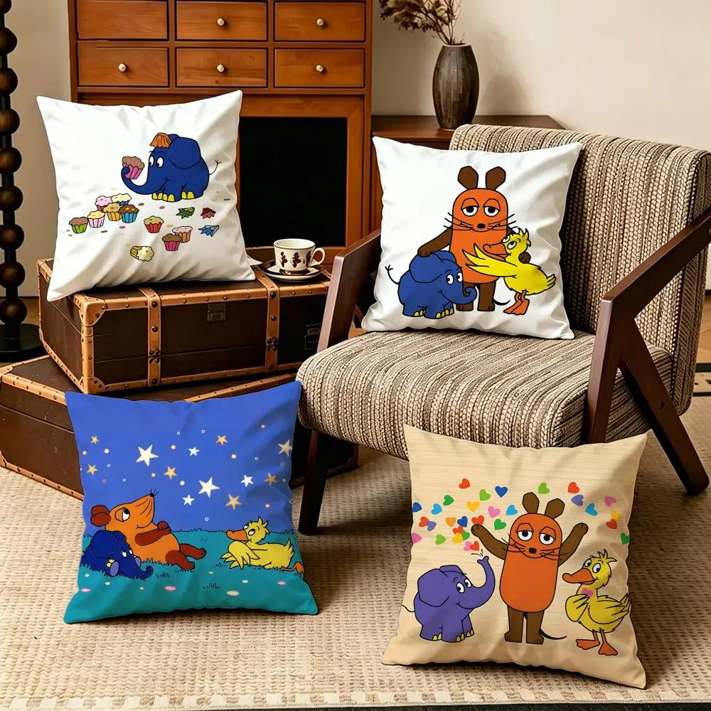 IP-Die Sendung Mit Der Maus S Cushion Cover Soft Velvet Cushion Cover Set 4Pcs 50x50 45x45 Zipper Pillowcase for Home Decor