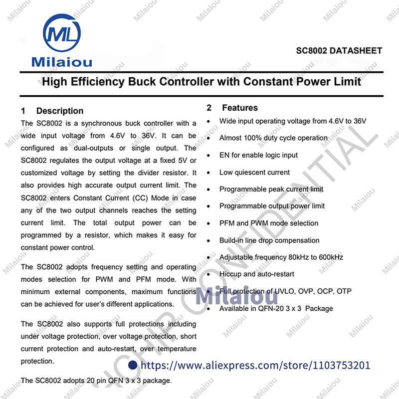 5PCS~100PCS/LOT SC8002QDKR 8002 QFN20 New Original DC-DC Power Management IC