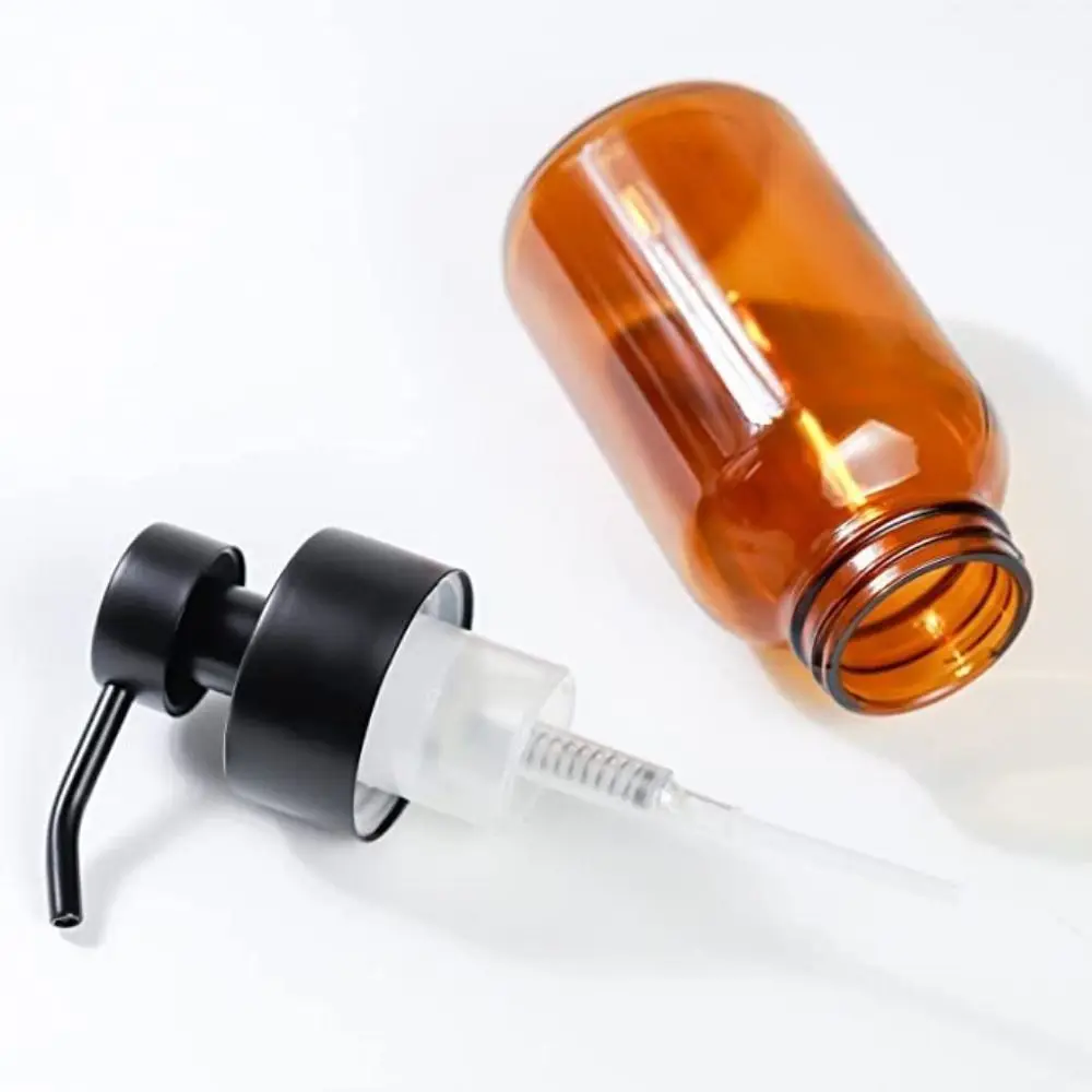 Thick Glass Foaming Soap Dispenser Anti-slip Round Refillable Hand Pump Bottle Amber Durable Brown Glass Jar Kitchen