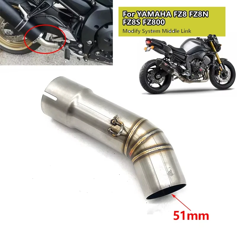 

51mmMotorcycle ExhaustFor Yamaha FZ8 FZ8N FZ8S F Z8 S FZ8N YZF-FZ8 FZ800 Fazer Escape Middle Link Pipe Modified 2010 - 2015
