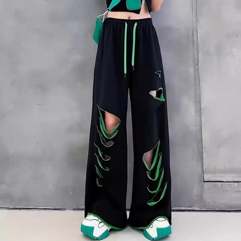Woman Wide Leg Trousers 90s High Quality New In Casual Comfortable Stretch Korean Fashion Trends 2025 G Ripped Pants For Women