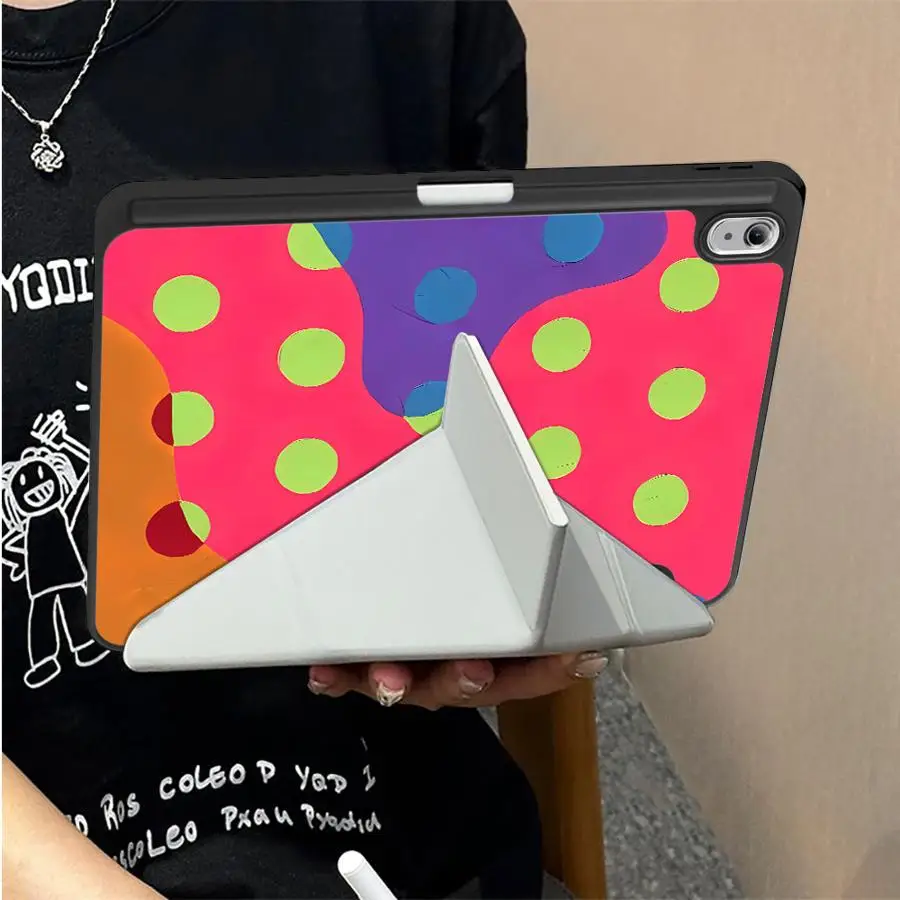 Color Polka Dot Print With Pen Slot Cover Tablet Case For Samsung For Galaxy Tab S9 FE S7 FE S8 S10 S7+ S8+ 12.4 inch S6 Lite